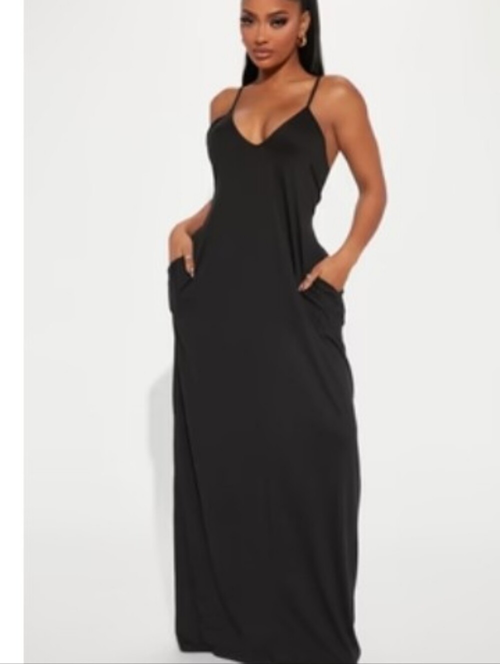Spaghetti-Strap Maxi Dress with Pockets